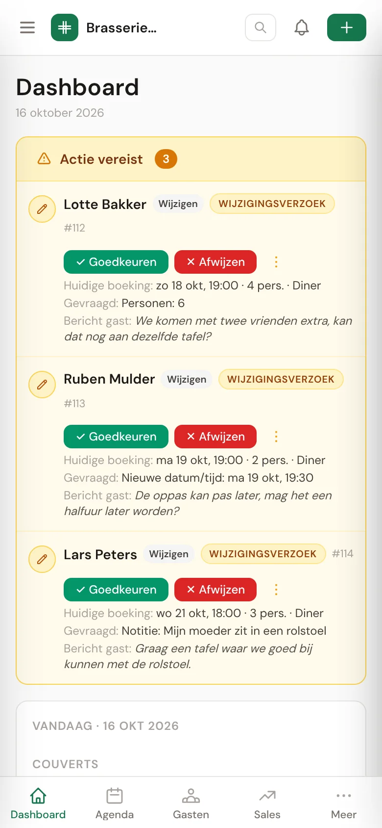 Drie gasten willen iets anders.