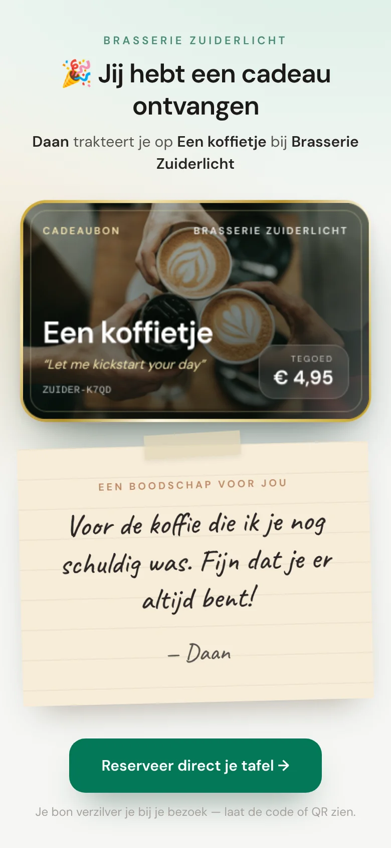 Daan trakteert op koffie.