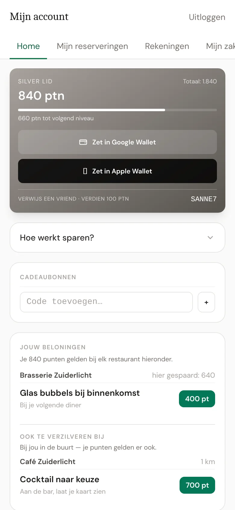 Sanne spaart punten.
